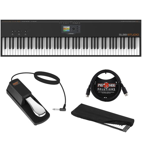 StudioLogic SL88 Studio 88-Key USB/MIDI Keyboard Controller with FP-P1L Sustain Pedal, Keyboard Dust Cover (Large) & 6ft MIDI Cable Bundle