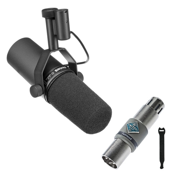 Shure SM7B Cardioid Dynamic Vocal Mic Bundle with TRITON AUDIO FetHead Microphone Preamp and 10-Pack Straps