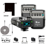 Xvive U5T2 Dual-Channel Wireless Mic for Cameras Wireless Lavalier Microphone System 2.4Ghz 1 Receiver, 2 Transmitters + 2 Lavalier Mics for DSLR/Video Cameras,Recorder,YouTube TikTok