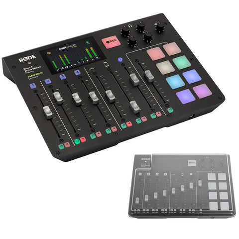 Rode RODECaster Pro Integrated Podcast Production Studio Bundle with Decksaver Cover for Rode Rodecaster Pro (Smoked Clear)