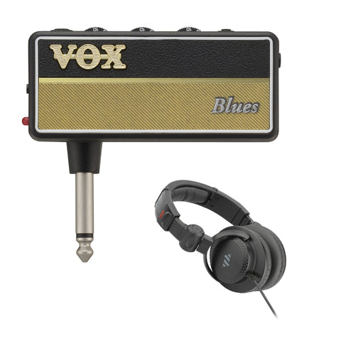 VOX amPlug G2 Blues Headphone Guitar Amp with HPC-A30-MK2 Studio Monitor Headphones Bundle