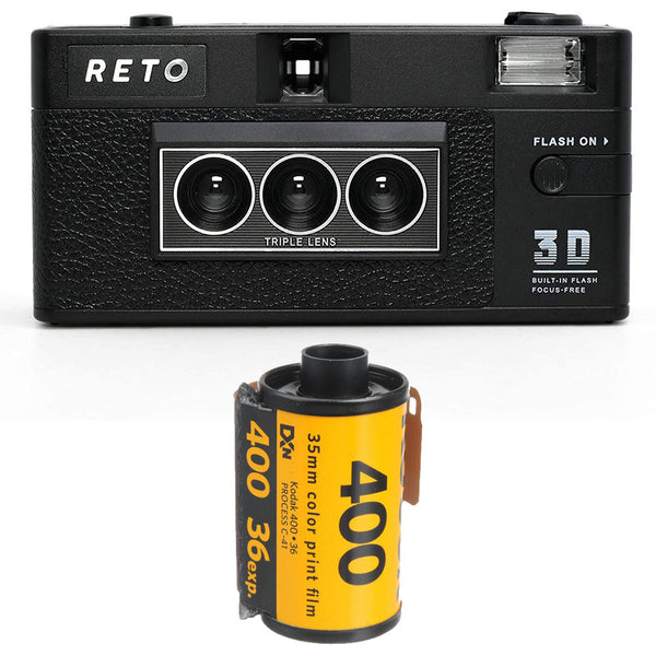 Reto 3D Classic 35mm Film Camera Bundle with 35mm 400 ISO Color Negative Film, 36 Exposures