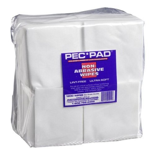 Photographic Solutions PEC PAD 4x4" Non-Abrasive Lint Free Wipes, 1200 Sheets