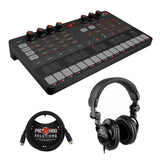 IK Multimedia UNO Synth Portable Monophonic Analog Synthesizer with Polsen HPC-A30 Headset & MIDI Cable Bundle