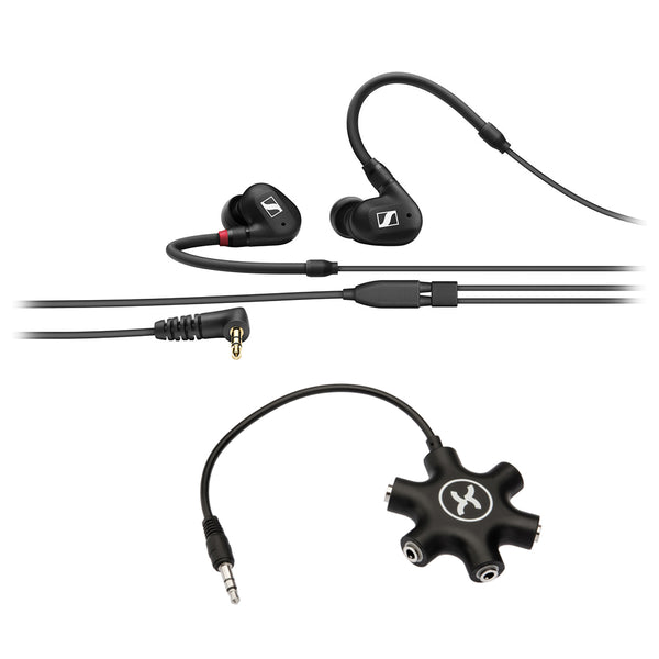 Sennheiser IE 40 PRO In-Ear Monitoring Headphones (Black) with 5-Way Headphone Splitter Bundle