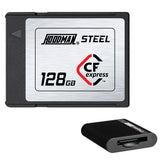 Hoodman 128GB Steel CFexpress Memory Card Bundle with CFexpress Type B Card Reader