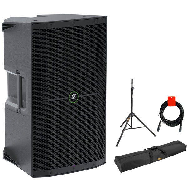 Mackie Thump215XT 1400W 15" Powered PA Loudspeaker System (DSP and Bluetooth) Bundle with with Auray Speaker Stand and 51" Stand Bag plus 20" XLR-XLR Cable