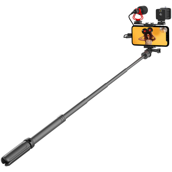 MIRFAK Vlogging Kit with Fill Light,Extension Pole, Mic, Phone Holder and Tripod