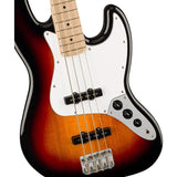 Squier by Fender Affinity Series Jazz Bass (Maple fingerboard, 3-Color Sunburst) Bundle with Fender 10ft Cable (Straight/Straight), Fender Guitar 12-Pack Picks, and Fender 2" Guitar Straps