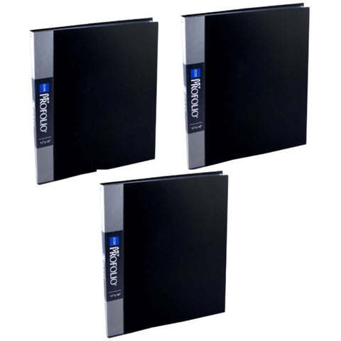 Itoya Art ProFolio IA-12-11 11 x 14" Black 48-Page Original Portfolio Binder with Plastic Sleeves - 24 Two-Sided Pages (3-Pack)