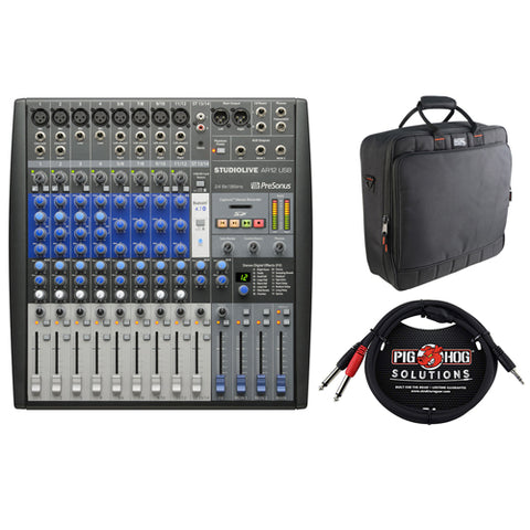 PreSonus StudioLive AR12 USB 14-Channel Recording Mixer with G-MIXERBAG-1818 Padded Nylon Mixer/Equipment Bag & PB-S3410 3.5 mm Stereo Breakout Cable, 10 feet Bundle