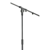 K&M 21021 Tripod Microphone Stand with Boom (Black), Elliptical Microphone Clip & 20' XLR Cable Bundle