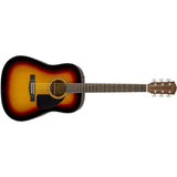 Fender CD-60 Dreadnought V3 Acoustic Guitar, with 2-Year Warranty, Sunburst, with Case Bundle with Fender Guitar Stand with Sturdy Metal, 10' Instrument Cable and Logo Guitar Strap
