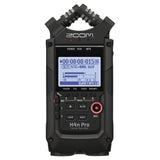 Zoom H4n Pro All Black 4-Track Portable Recorder (2020 Model) with Windscreen and Camera Shockmount Bundle