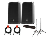 2x EV Electro-Voice ZLX-12P 12" Active Speaker ZLX12P + Stands w/ Bag + Cables