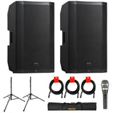 PreSonus AIR15 2-Way Active Sound-Reinforcement Loudspeakers (Pair) Bundle with Polsen M-85 Prof Mic, Auray SS-47S-PB with Tripod Base and Cae, and 3x XLR-XLR Cable