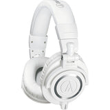 Audio-Technica ATH-M50xWH Monitor Headphones (White) with Headphone Stand and Headphone Extension Cable 10'