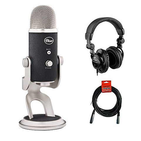 Blue Yeti Pro USB & XLR Microphone with HPC-A30 Studio Monitor Headphones and XLR 20' Cable Bundle