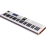 Arturia 231531 KeyLab Essential mk3 61-Key Universal MIDI Controller and Software (White) Bundle with Auray FP-P1L Sustain Pedal, Hosa MID-310 MIDI Cable, and Medium-Size 61-67 Keys Cover for Piano