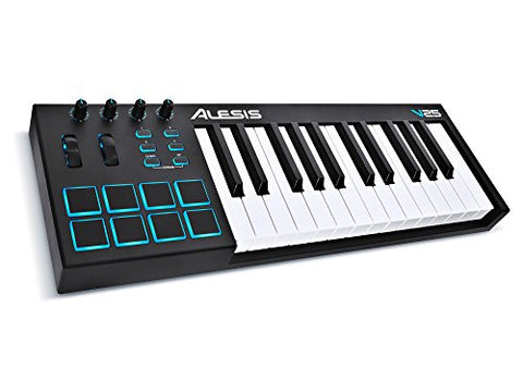 Alesis V25 | 25-Key USB MIDI Keyboard & Drum Pad Controller (8 Pads / 4 Knobs / 4 Buttons)