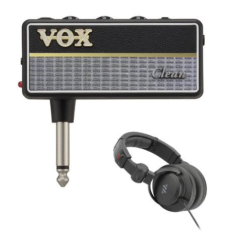 VOX amPlug G2 Clean Headphone Guitar Amp with HPC-A30-MK2 Studio Monitor Headphones Bundle