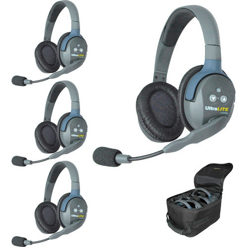 UltraLITE 4 person system w/ 4 Double Headsets, batteries & case