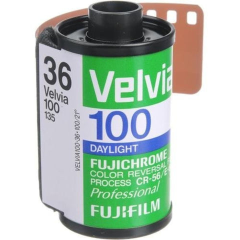 Fujifilm Fujichrome Velvia RVP 100 Color Slide Film ISO 100, 35mm Size, 36 Exposure, RVP100-36, Transparency.