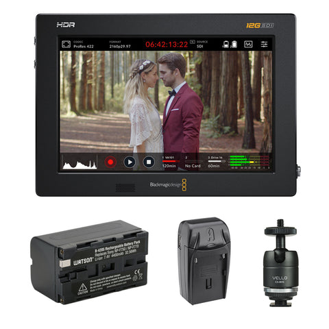 Blackmagic Design Video Assist 7" 12G-SDI/HDMI HDR Recording Monitor with NP-F770 Li-ion Battery Pack,  AC/DC Charger & Ball Head Bundle