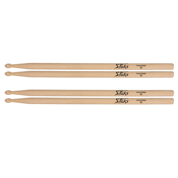 On-Stage Wood Tip Maple Wood 5B Drumsticks, Pair (24-Pack)