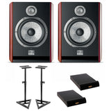 Focal Professional Solo6 Be 6.5-inch 2-Way Nearfield Active Powered Studio Monitor - (Pair, Red) Bundle with Auray TMS-135 Studio Monitor Stands (Pair), 2x Isolation Pad, and 20" XLR-XLR Cable