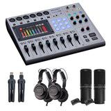 Zoom PodTrak P8 Portable Multitrack Podcast Recorder Bundle with 2x Zoom ZDM-1 Podcast Mic Pack