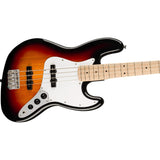 Squier by Fender Affinity Series Jazz Bass (Maple fingerboard, 3-Color Sunburst) Bundle with Fender 10ft Cable (Straight/Straight), Fender Guitar 12-Pack Picks, and Fender 2" Guitar Straps