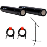 Zoom ZPC-1 Cardioid Pencil Condenser Microphones (Matched Pair) Bundle with Auray MS-5230F Tripod Mic Stand and 2x XLR-XLR Cable