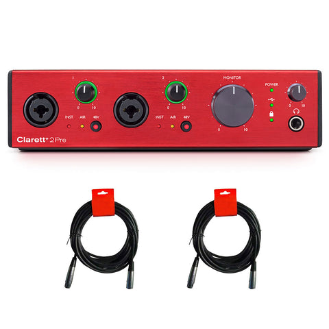 Focusrite Clarett+ 2Pre 10-in / 4-out Audio Interface Bundle with 2x XLR-XLR Cable