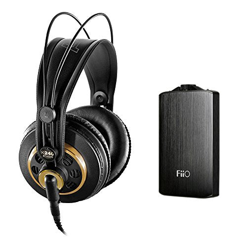 AKG K 240 Studio Professional Semi-Open Stereo Headphones with FiiO A3 Portable Headphone Amplifier (Black)