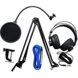 PreSonus M7 Cardioid Condenser Microphone Broadcaster Accessory Pack with 2x Microphone Boom Arm, 2x Pop Filter, 2x Headphones, and 2x XLR Cable
