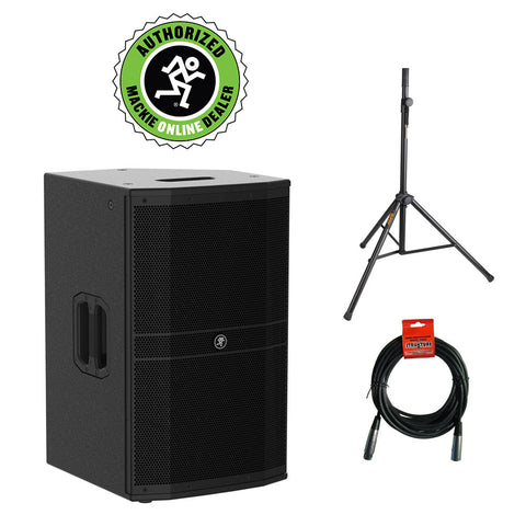 Mackie DRM215 1600W 15" Professional Powered Loudspeaker with Steel Speaker Stand & XLR-XLR Cable Bundle