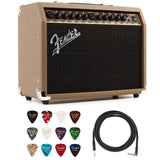 Fender Acoustasonic 40 Guitar Amplifier Bundle with Fender Classic Celluloid Guitar Picks (12-Pack) and 10ft Pro Series Instrument Cable STR/ANG