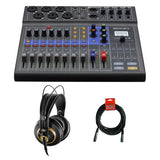 Zoom LiveTrak L-8 Portable 8-Channel Digital Mixer/Recorder with AKG K 240 Studio Pro Headphones & XLR Cable Bundle