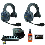 Eartec EVADE EVX2S Light-Industrial Full-Duplex Wireless Intercom System with 2 Single-Ear Headsets (2.4 GHz) Bundle with Goby Labs Spray for Headphones and Kellards Cleaning Wipes (5-Pack)