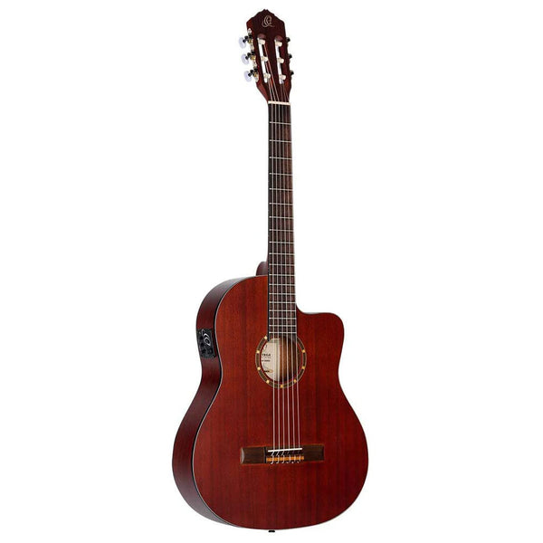 Ortega Guitars Family Series Thinline Acoustic-Electric Nylon Classical 6-String Guitar w/Bag, Right (RCE125MMSN)