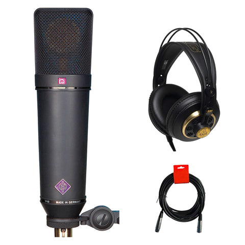 Neumann U 87 Ai MT Large-Diaphragm Multipattern Condenser Microphone (Matte Black) Bundle with AKG K240 Studio Pro Stereo Headphones and 20' XLR-XLR Cable