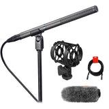 Audio-Technica AT897 Shotgun Microphone Bundle with Auray DUSM-1 Universal Shockmount, Auray Custom Windbuster, and XLR-XLR Cable