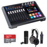 Tascam Mixcast 4 Podcast Station with Built-in Recorder/USB Audio Interface (MIXCAST4) Bundle with Zoom ZDM-1 Podcast Mic Pack and 32GB microSDHC Memory Card