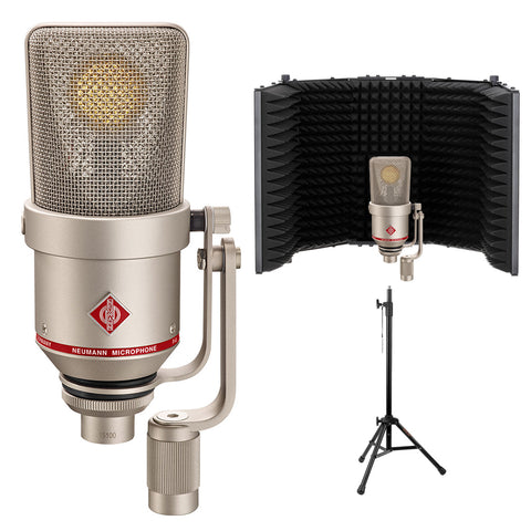 Neumann TLM 170 R Large-Diaphragm Multipattern Condenser Microphone (Nickel) Bundle with Auray RF-5P-B Reflection Filter and Reflection Filter Tripod Mic Stand