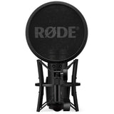 RODE NT1 Signature Series Large-Diaphragm Condenser Microphone (Black) Bundle with Auray Desk/mic Stand Reflection Filter and Auray Reflection Filter/tripod Micstand