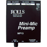 Rolls MP13 Mini Microphone Preamp with SM Series XLR M to XLR F Microphone Cable - 6'