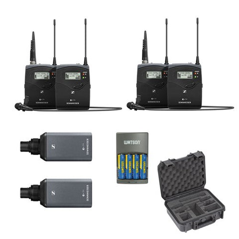 Sennheiser ew 100 ENG G4 Wireless Microphone Combo System A: 516 to 558 MHz (2-Pack) with iSeries Waterproof Case for 2 Sennheiser ENG Systems & 4-Hour Rapid Charger Kit