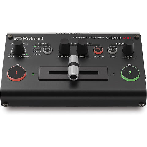 Roland Multi-Format Compact and Powerful Audio/Video Mixer for Professional Streaming with Two HDMI Cameras, 10-Channel Audio Mixing and Video Effects (V-02HD MK II)