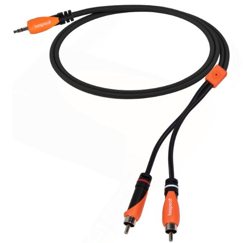 Bespeco 3.5mm Stereo Jack to 2 RCA Male Interlink Cable (Black/Orange, 6')